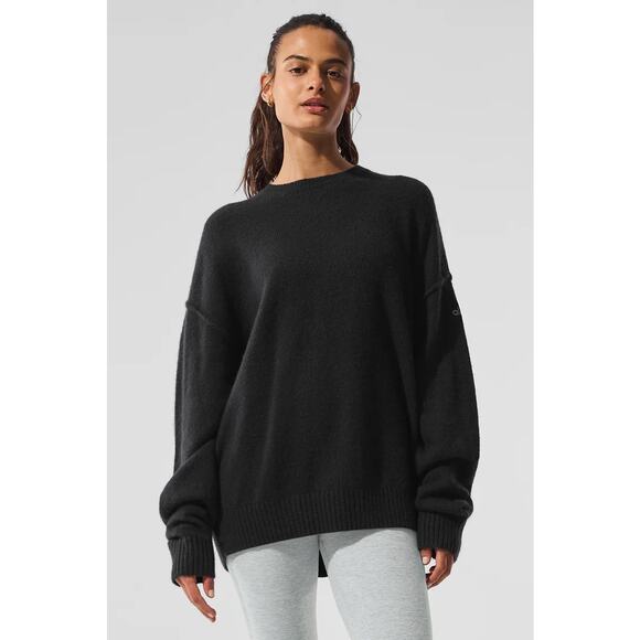 Alo New Class Cashmere Pullover Black Size large NWT - Picture 1 of 4